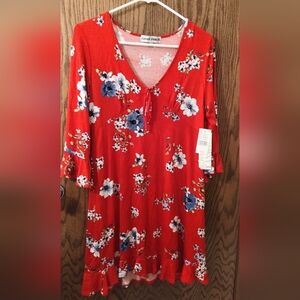 Almost Famous Red Flowy Floral Dress
